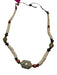 Leslie Fendig White, Silver & Bronze Metal Disc Beads Fish Long Necklace White, Silver & Bronze