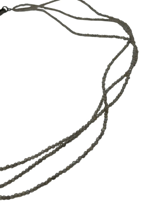 Gray & Gunmetal Stone Beads Pave Multistrand Lobster Clasp Necklace Gray & Gunmetal