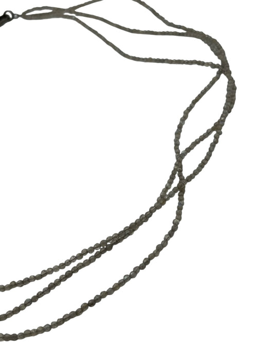 Gray & Gunmetal Stone Beads Pave Multistrand Lobster Clasp Necklace Gray & Gunmetal