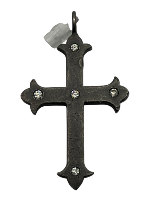 Gunmetal & Clear Metal Pave Cross Pendant Gunmetal & Clear