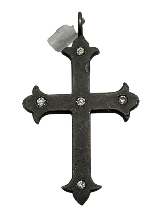 Gunmetal & Clear Metal Pave Cross Pendant Gunmetal & Clear