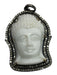 White & Gunmetal Metal Stone Buddha Pave Bezel Pendant White & Gunmetal
