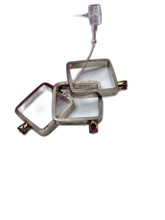 Silver & Pink 925 & 14k Semi Precious Stone Square Thin Jewelry Set Silver & Pink