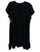 Red Valentino Size 46 Black Polyester Back Zip Ruffle Detail Cap Sleeve Dress Black / 46