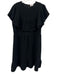 Red Valentino Size 46 Black Polyester Back Zip Ruffle Detail Cap Sleeve Dress Black / 46