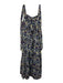 Les Reveries Size 10 Blue, Purple, Yellow Cotton Shoulder Tie Floral Maxi Dress Blue, Purple, Yellow / 10