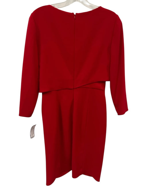 Emporio Armani Size 40 Red Polyester Long Sleeve Pleated Detail Back Zip Dress Red / 40