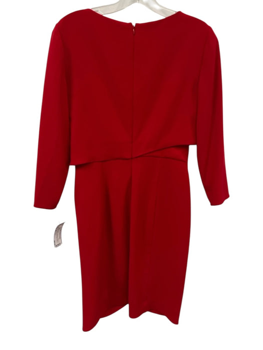 Emporio Armani Size 40 Red Polyester Long Sleeve Pleated Detail Back Zip Dress Red / 40