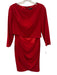 Emporio Armani Size 40 Red Polyester Long Sleeve Pleated Detail Back Zip Dress Red / 40