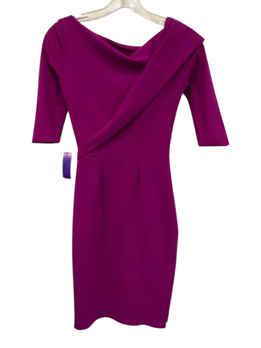La Petite Robe Chiara Boni Size 39 Magenta Purple Rayon 3/4 Sleeve Draped Dress Magenta Purple / 39