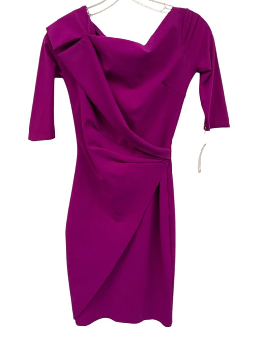 La Petite Robe Chiara Boni Size 39 Magenta Purple Rayon 3/4 Sleeve Draped Dress Magenta Purple / 39