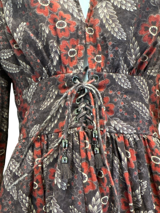 Zimmermann Size 0 Purple, Red, White Linen Blend Long Sleeve Floral Mini Dress Purple, Red, White / 0