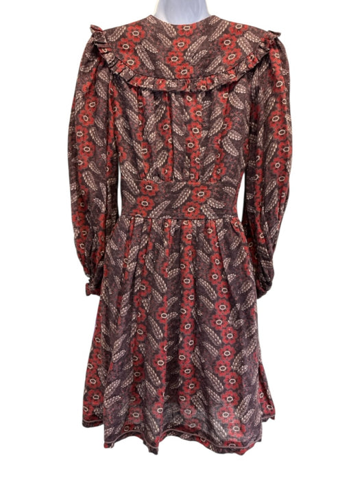 Zimmermann Size 0 Purple, Red, White Linen Blend Long Sleeve Floral Mini Dress Purple, Red, White / 0