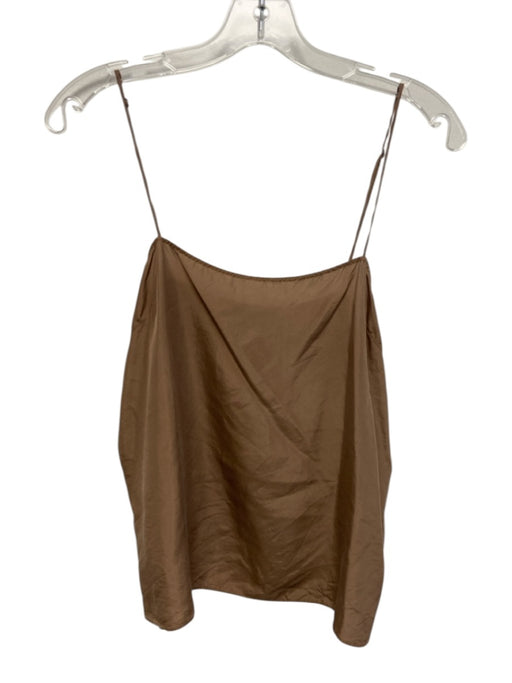 Beautiful People Size M Brown Silk Spaghetti Strap Crepe Tank Top Brown / M