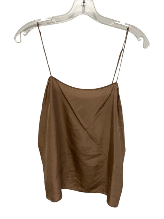 Beautiful People Size M Brown Silk Spaghetti Strap Crepe Tank Top Brown / M