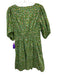 Birds of Paradis Size S Green, Blue, Pink Cotton Blend Short Puff Sleeve Dress Green, Blue, Pink / S