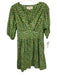 Birds of Paradis Size S Green, Blue, Pink Cotton Blend Short Puff Sleeve Dress Green, Blue, Pink / S