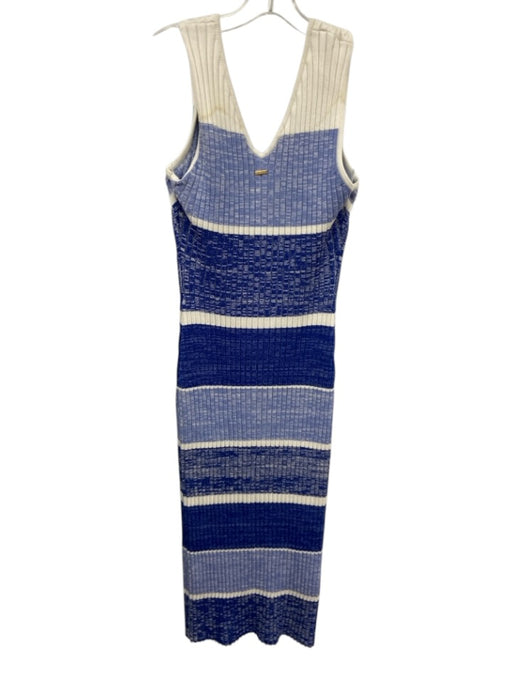 Toccin NY Size M Blue & White Viscose Blend Sleeveless Color Block Ribbed Dress Blue & White / M