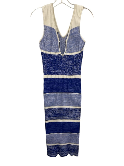 Toccin NY Size M Blue & White Viscose Blend Sleeveless Color Block Ribbed Dress Blue & White / M