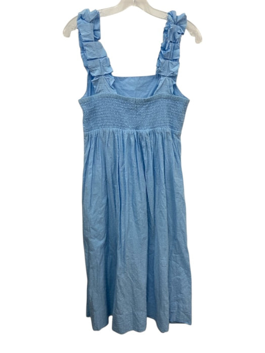 Lake Size M Light Blue Cotton Sleeveless Swiss Dot Ruffle Detail Maxi Dress Light Blue / M