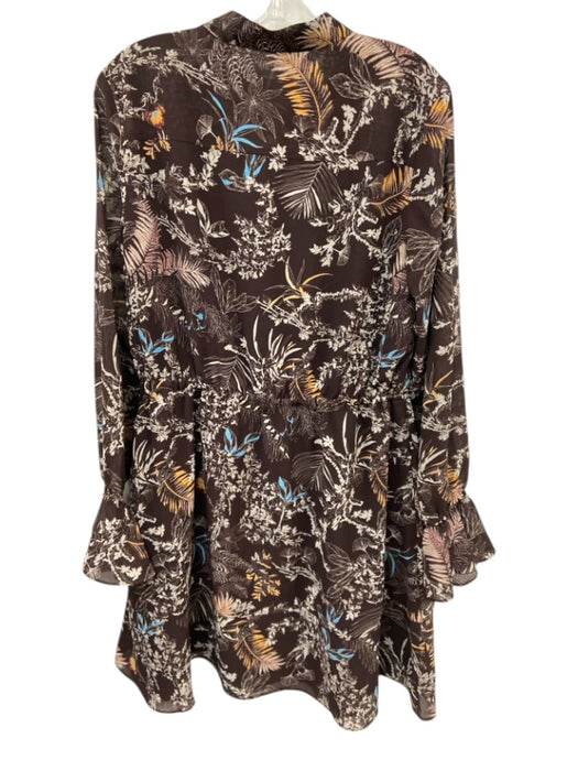 Derek Lam Size 48 Brown, White, Multi Polyester Long Sleeve Floral Dress Brown, White, Multi / 48