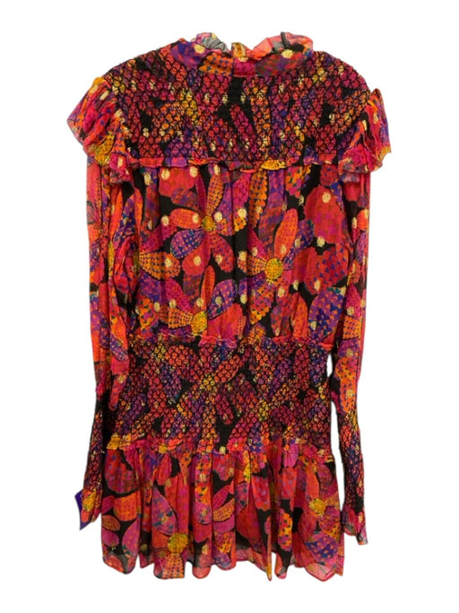 Farm Size M Purple, Red, Multi Viscose Long Balloon Sleeve Hearts Mini Dress Purple, Red, Multi / M