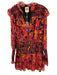 Farm Size M Purple, Red, Multi Viscose Long Balloon Sleeve Hearts Mini Dress Purple, Red, Multi / M