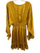 Ulla Johnson Size 6 Yellow Gold Silk Long Sleeve Striped Smock Waist Mini Dress Yellow Gold / 6