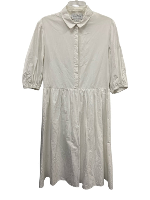 Mare Mare x Anthropologie Size XXS White Cotton 3/4 Sleeve Half Button Dress White / XXS