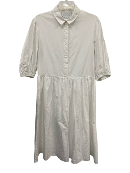 Mare Mare x Anthropologie Size XXS White Cotton 3/4 Sleeve Half Button Dress White / XXS