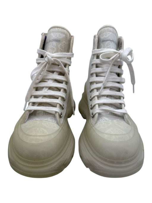 Alexander McQueen Shoe Size 36.5 White & Clear Mesh Platform Lace Up Booties White & Clear / 36.5