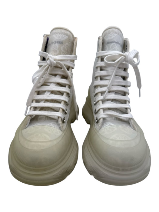 Alexander McQueen Shoe Size 36.5 White & Clear Mesh Platform Lace Up Booties White & Clear / 36.5