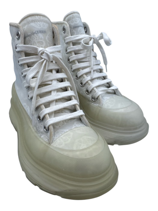 Alexander McQueen Shoe Size 36.5 White & Clear Mesh Platform Lace Up Booties White & Clear / 36.5