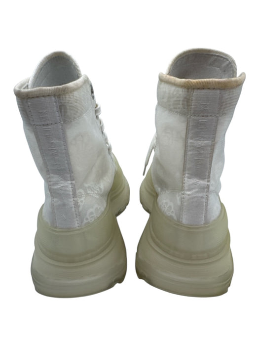 Alexander McQueen Shoe Size 36.5 White & Clear Mesh Platform Lace Up Booties White & Clear / 36.5