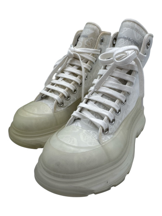 Alexander McQueen Shoe Size 36.5 White & Clear Mesh Platform Lace Up Booties White & Clear / 36.5