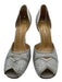 Valentino Shoe Size 37 Silver Satin Peep Toe Crystal Embellishments Pumps Silver / 37