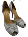 Valentino Shoe Size 37 Silver Satin Peep Toe Crystal Embellishments Pumps Silver / 37