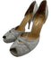 Valentino Shoe Size 37 Silver Satin Peep Toe Crystal Embellishments Pumps Silver / 37