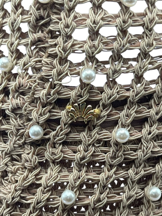 Lele Sadoughi Beige & White Polyester Blend Faux Pearl Crochet Bucket Hat Beige & White / One Size