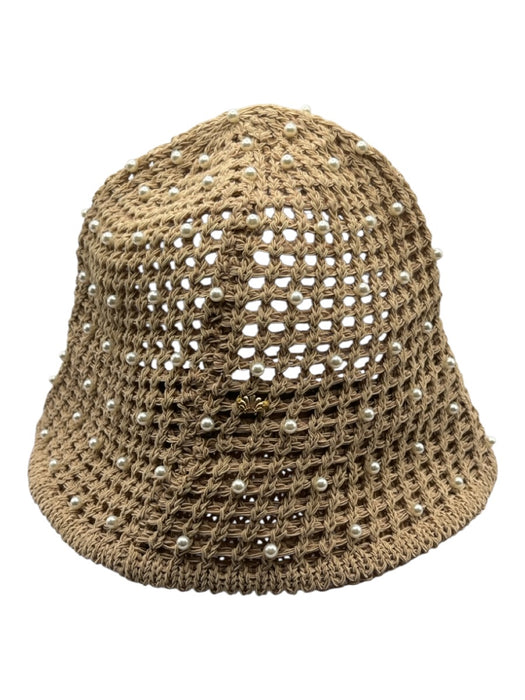 Lele Sadoughi Beige & White Polyester Blend Faux Pearl Crochet Bucket Hat Beige & White / One Size