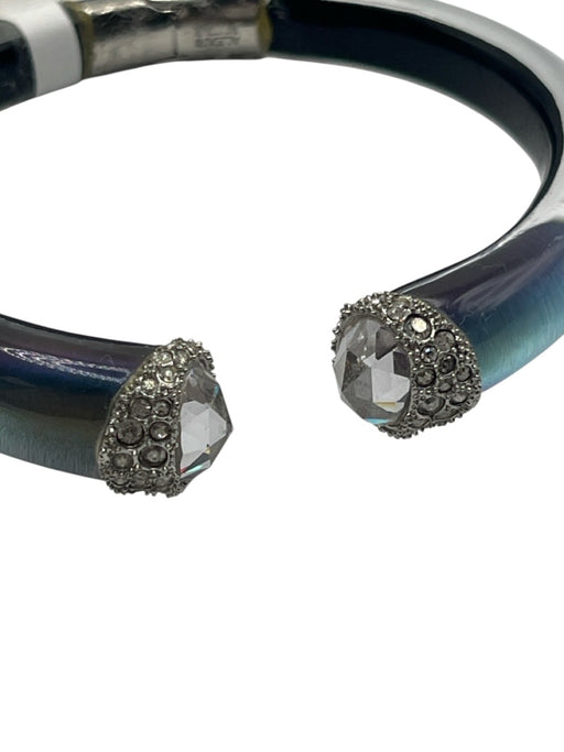 Alexis Bittar Blue & Silver Lucite Rhinestone Iridescent Hinge Closure Bracelet Blue & Silver