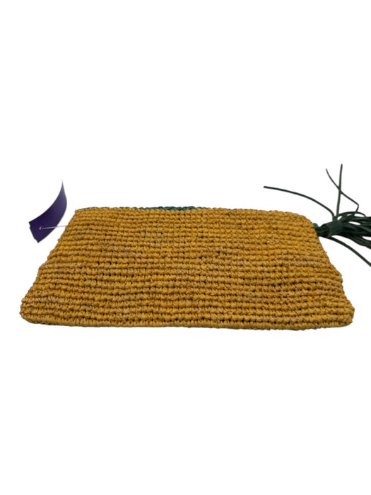 Mar Y Sol Green & Yellow Raffia Tassel Flap Bag Green & Yellow / Small
