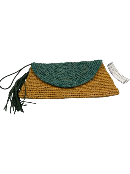 Mar Y Sol Green & Yellow Raffia Tassel Flap Bag Green & Yellow / Small
