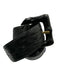 No Brand Black Leather Ostrich Embossed Coated Buckle Bamboo Detail Belts Black / XS