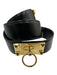No Brand Black & Gold Leather & Metal Turnlock Waist Belt Belts Black & Gold / XS