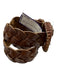 Omega Brown Leather Woven Coated Buckle Belts Brown / S