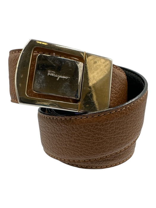 Salvatore Ferragamo Black, Brown, Gold, Silver Leather & Metal Mixed Metal Belts Black, Brown, Gold, Silver / S/M