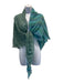 J. Peterman Teal Blue Fringe Polka Dot Stripe Reversible scarf Teal Blue / One Size