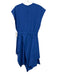 JW Anderson Size 6 Blue & Brown Cotton Back Zip Asymetric Cap Sleeve Dress Blue & Brown / 6