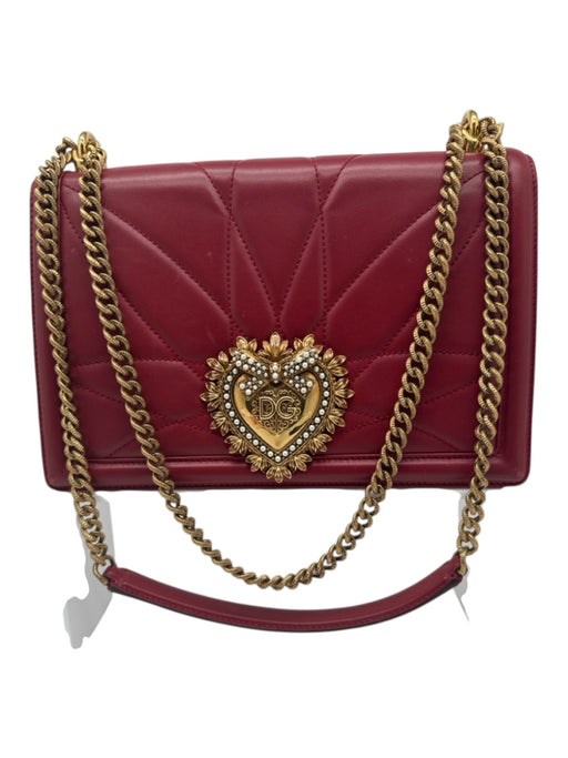 Dolce & Gabbana Deep Red Leather Quilted GHW Flap Chain Bag Deep Red / Medium